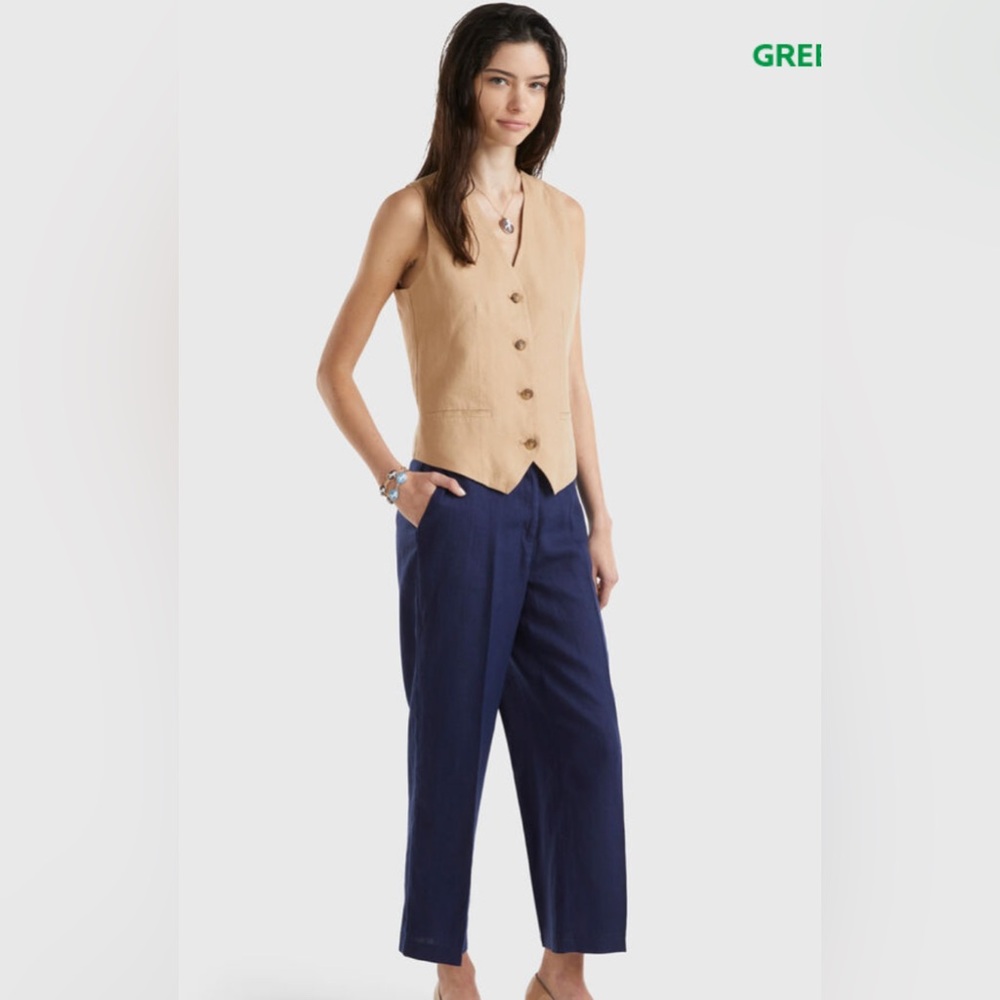 Benetton PURE LINEN VEST L BNWOT - Picture 2 of 4